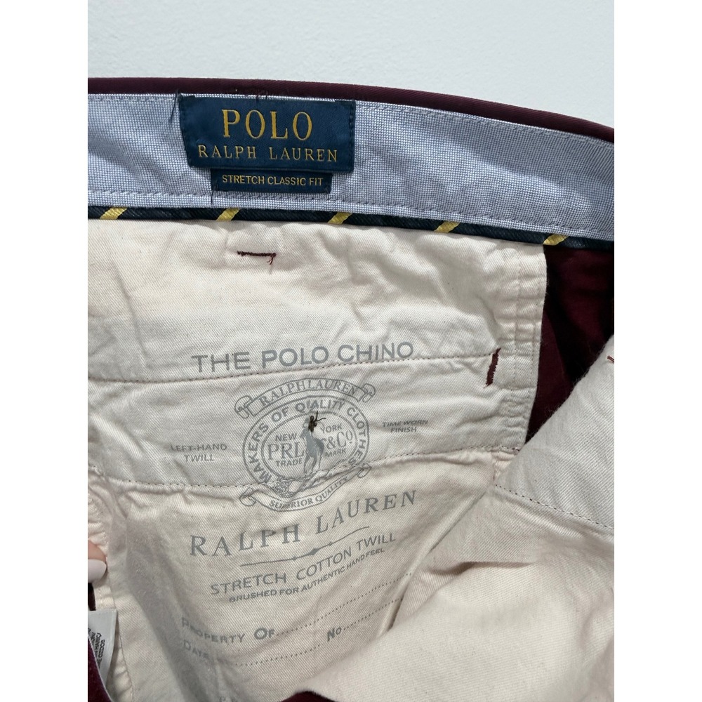 Polo Ralph Lauren Mens Stretch Classic Fit 9 Inch Chino Shorts Burgundy Red 42 - Picture 6 of 7